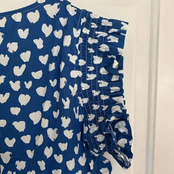 THML Blue Heart Print Flutter Sleeve Top - Picture 6 of 10